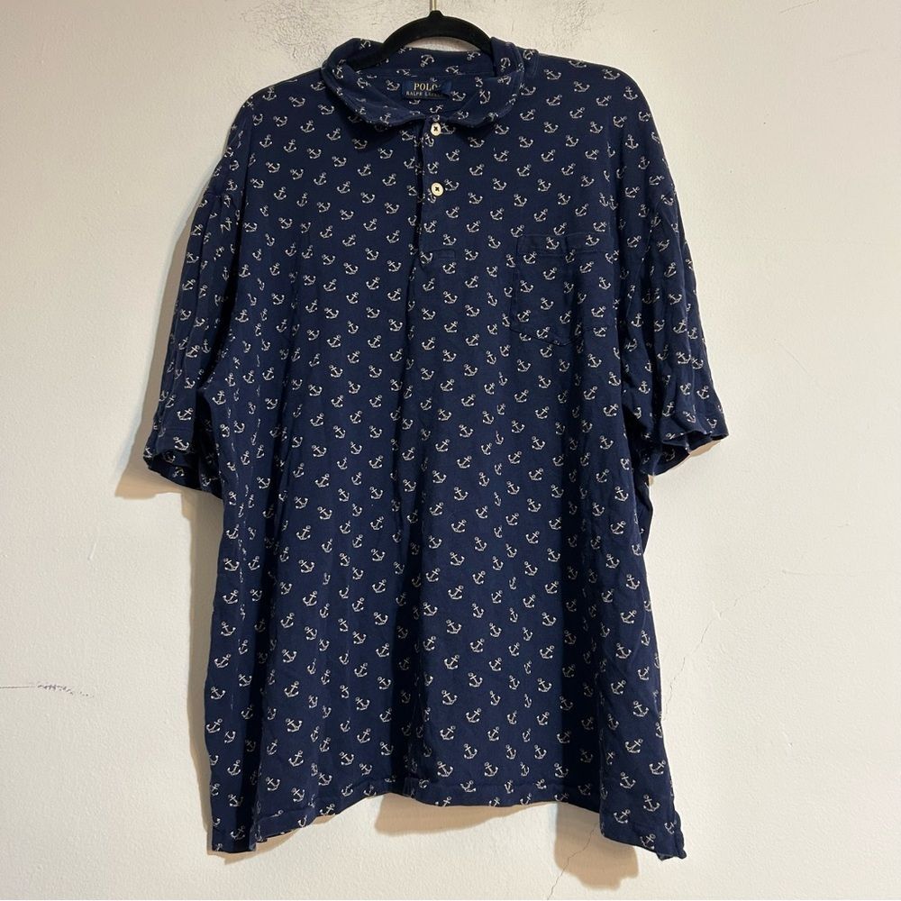 Polo Ralph Lauren Anchor Print Polo Size 2XLT Tall Preppy Nautical Summer Beach